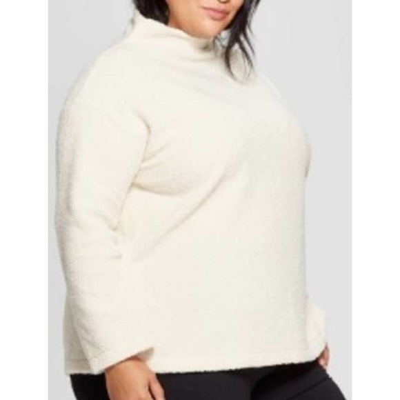 AVA & VIV 3X plus cream color super soft cowl neck pullover sweatshirt NWT B112 - Picture 1 of 9